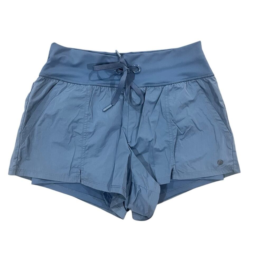 Apana Womens Size Small Blue Athletic Elastic Drawstring 2 Front Pocket Shorts
